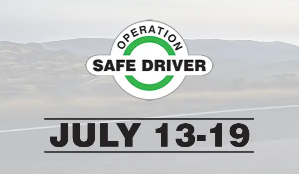 Operation Safe Driver Week Logo with event dates, July 13-19